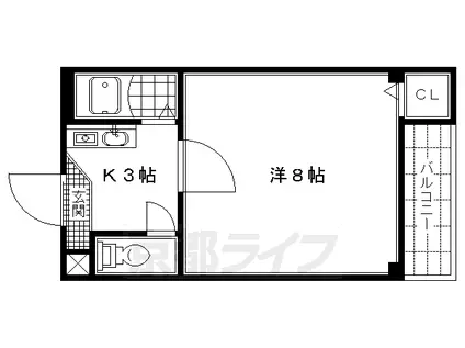 ヴィラ東海16号館(1K/2階)の間取り写真