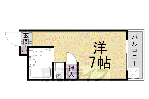 阪急電鉄京都線 西京極駅 徒歩10分 4階建 築42年(ワンルーム/2階)の間取り写真