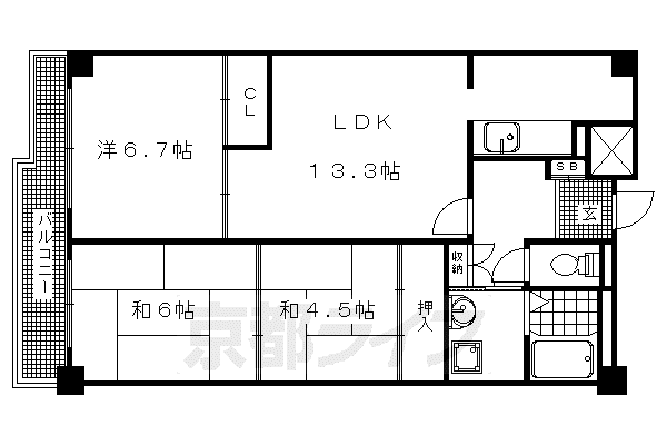 パークスクェア(3LDK/8階)の間取り写真