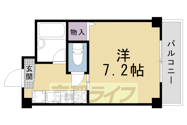 山陰本線 二条駅 徒歩3分 4階建 築29年(1K/3階)の間取り写真
