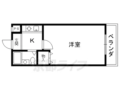 京福北野線 北野白梅町駅 徒歩18分 3階建 築33年(1K/3階)の間取り写真