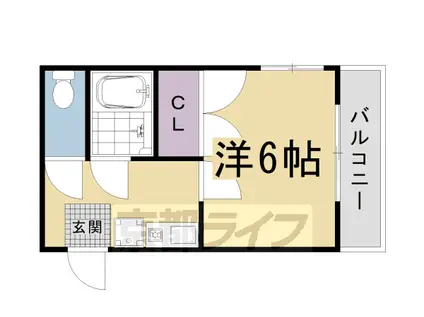 山陰本線 花園駅(京都) 徒歩3分 5階建 築33年(1K/5階)の間取り写真
