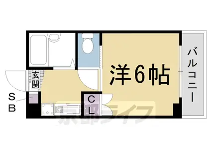 山陰本線 花園駅(京都) 徒歩3分 5階建 築33年(1K/4階)の間取り写真