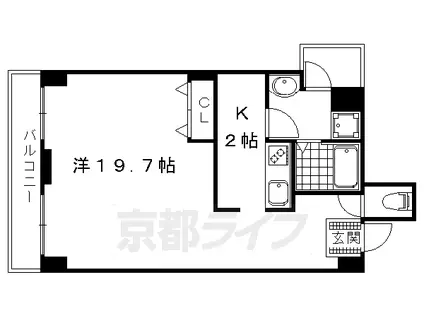 クラスカ衣笠(1K/3階)の間取り写真
