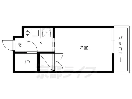 京福北野線 北野白梅町駅 徒歩10分 3階建 築41年(1K/3階)の間取り写真