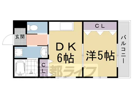 阪急電鉄京都線 西京極駅 徒歩20分 4階建 築26年(1DK/1階)の間取り写真