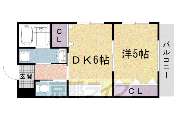 阪急電鉄京都線 西京極駅 徒歩20分 4階建 築27年(1DK/3階)の間取り写真