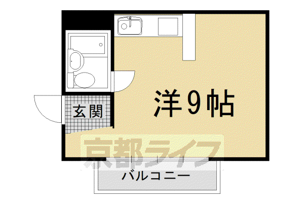 山陰本線 太秦駅(ＪＲ) 徒歩5分 4階建 築42年(ワンルーム/4階)の間取り写真