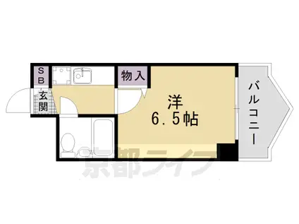 京都市烏丸線 烏丸御池駅 徒歩10分 10階建 築38年(1K/3階)の間取り写真