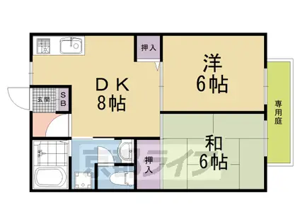 山陰本線 嵯峨嵐山駅 徒歩15分 2階建 築30年(2LDK/1階)の間取り写真