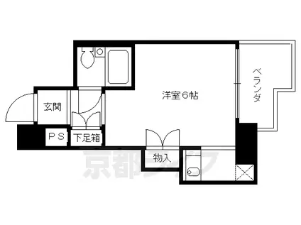 京都市烏丸線 五条駅(京都市営) 徒歩2分 10階建 築33年(ワンルーム/10階)の間取り写真