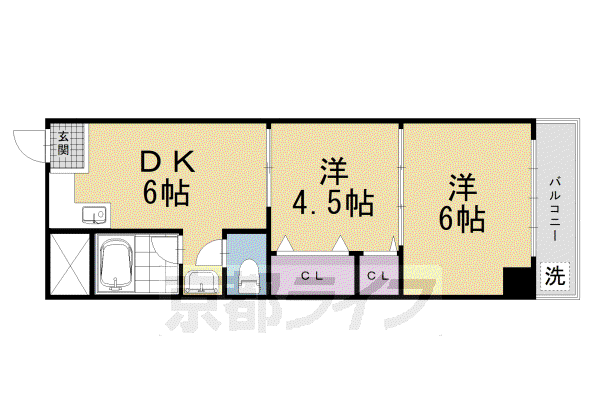 京阪電気鉄道京阪線 三条駅(京都) 徒歩4分 6階建 築53年(2DK/5階)の間取り写真