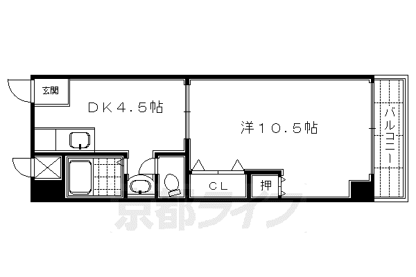 京阪電気鉄道京阪線 三条駅(京都) 徒歩4分 6階建 築53年(1DK/3階)の間取り写真