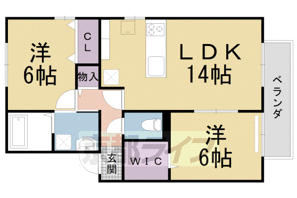 フォレストほうじの木(2LDK/1階)の間取り写真