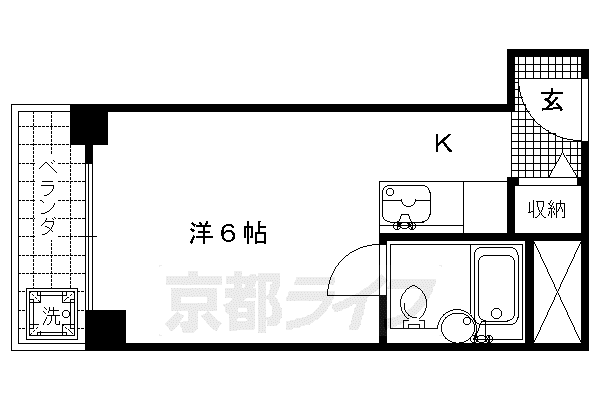 京都市烏丸線 北大路駅 徒歩22分 5階建 築33年(1K/2階)の間取り写真