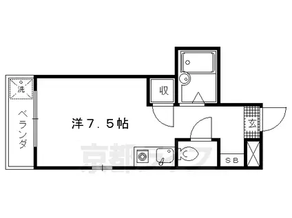 京都市烏丸線 北大路駅 徒歩28分 3階建 築32年(ワンルーム/1階)の間取り写真