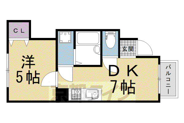 京都市烏丸線 北大路駅 徒歩3分 3階建 築42年(1DK/2階)の間取り写真