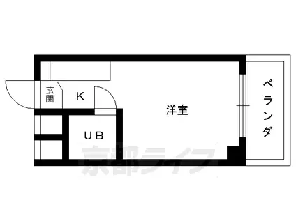 京都市烏丸線 北大路駅 徒歩20分 3階建 築46年(1K/3階)の間取り写真