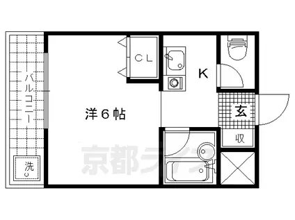 京都市烏丸線 北大路駅 徒歩27分 2階建 築41年(1K/2階)の間取り写真