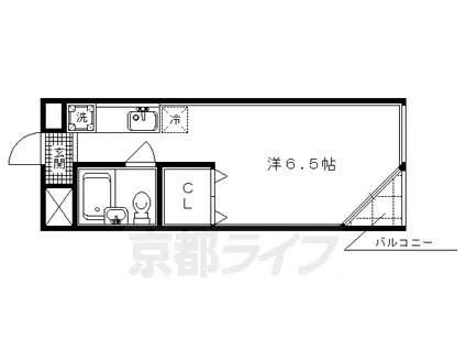 京福北野線 北野白梅町駅 徒歩17分 4階建 築32年(1K/3階)の間取り写真