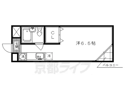 京福北野線 北野白梅町駅 徒歩17分 4階建 築32年(1K/3階)の間取り写真