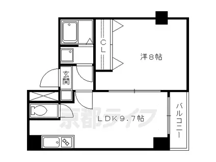 山陰本線 丹波口駅 徒歩7分 6階建 築37年(1LDK/2階)の間取り写真