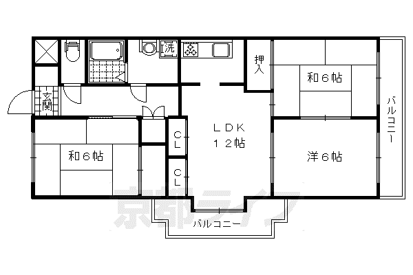 京阪電気鉄道鴨東線 出町柳駅 徒歩5分 8階建 築41年(3LDK/7階)の間取り写真