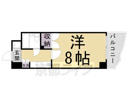 山陰本線 二条駅 徒歩5分 11階建 築32年(1K/9階)の間取り写真