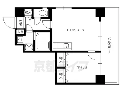 京都市東西線 二条城前駅 徒歩8分 10階建 築36年(1LDK/2階)の間取り写真