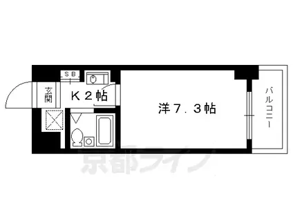 京都市東西線 二条城前駅 徒歩8分 10階建 築36年(1K/2階)の間取り写真