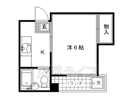 京都市烏丸線 北大路駅 徒歩22分 4階建 築43年(1K/3階)の間取り写真