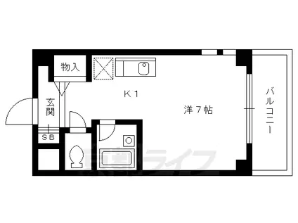 京都市烏丸線 北山駅(京都) 徒歩20分 3階建 築35年(1K/1階)の間取り写真