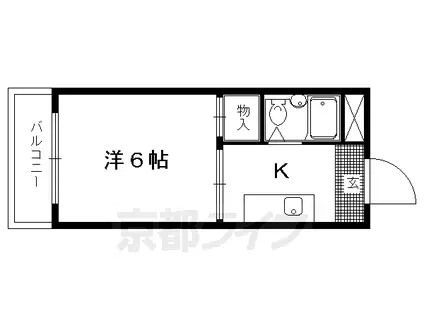 京福北野線 北野白梅町駅 徒歩6分 5階建 築43年(1K/5階)の間取り写真
