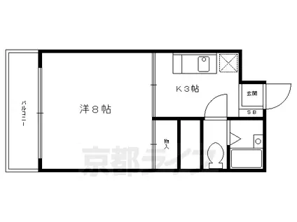 京都市烏丸線 北山駅(京都) 徒歩1分 6階建 築32年(1K/3階)の間取り写真