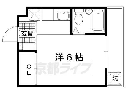京都市烏丸線 北大路駅 徒歩20分 4階建 築47年(1K/3階)の間取り写真
