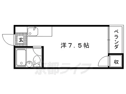 京都市烏丸線 北大路駅 徒歩14分 3階建 築40年(ワンルーム/3階)の間取り写真
