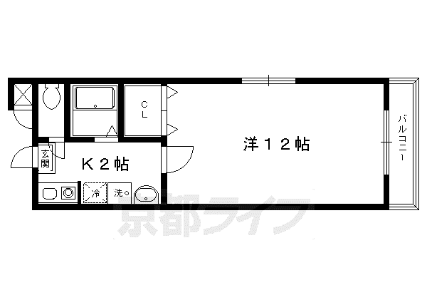 京都市烏丸線 北大路駅 徒歩17分 3階建 築36年(1K/3階)の間取り写真