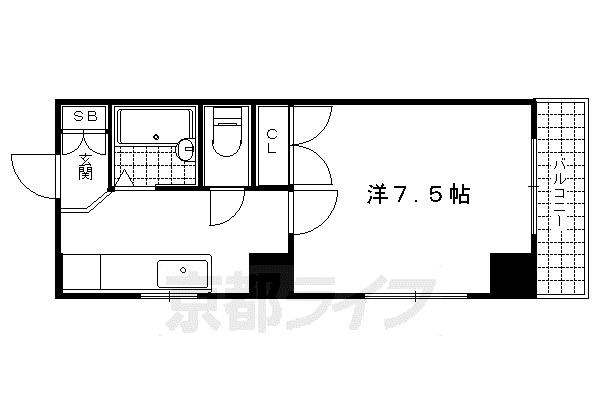 京阪電気鉄道鴨東線 神宮丸太町駅 徒歩8分 6階建 築47年(1K/5階)の間取り写真