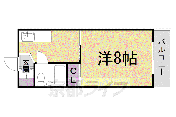 京阪電気鉄道鴨東線 神宮丸太町駅 徒歩8分 6階建 築47年(1K/5階)の間取り写真