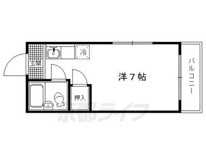 京都市烏丸線 北大路駅 徒歩15分 3階建 築43年(1K/2階)の間取り写真