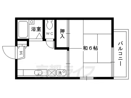 京福北野線 北野白梅町駅 徒歩13分 2階建 築39年(1K/1階)の間取り写真