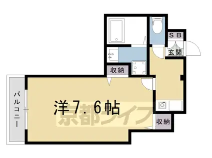 京福北野線 北野白梅町駅 徒歩12分 3階建 築43年(1K/3階)の間取り写真