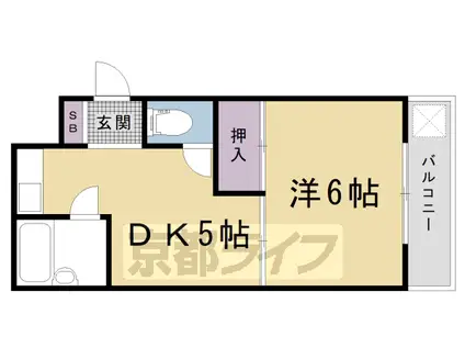 ハーティーハウス一条(1DK/3階)の間取り写真