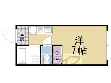 京福北野線 北野白梅町駅 徒歩9分 2階建 築39年(1K/1階)の間取り写真