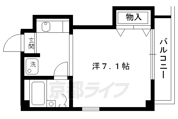 京福北野線 北野白梅町駅 徒歩20分 4階建 築38年(1K/3階)の間取り写真