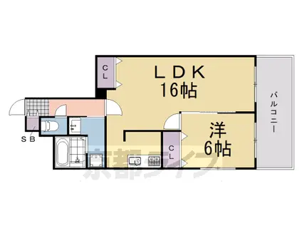 山陰本線 二条駅 徒歩10分 10階建 築35年(1LDK/5階)の間取り写真