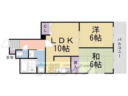 URESIDENCE二条城(2LDK/3階)の間取り写真