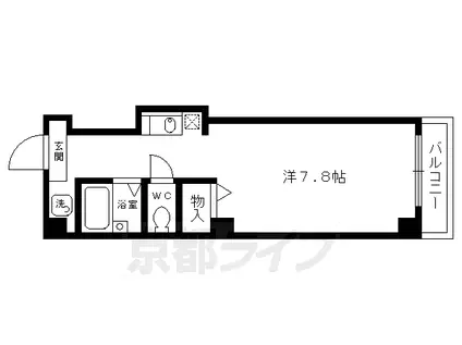 京都市烏丸線 今出川駅 徒歩13分 3階建 築29年(1K/3階)の間取り写真