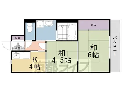 第3シャトーウメダ(2K/3階)の間取り写真