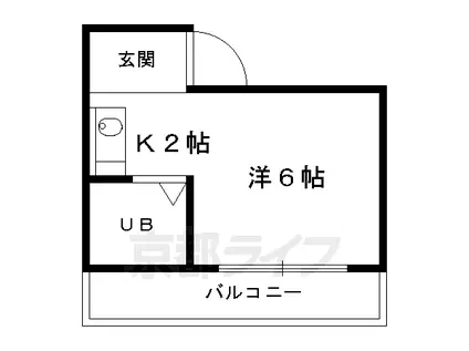 山陰本線 二条駅 徒歩13分 5階建 築43年(1K/3階)の間取り写真